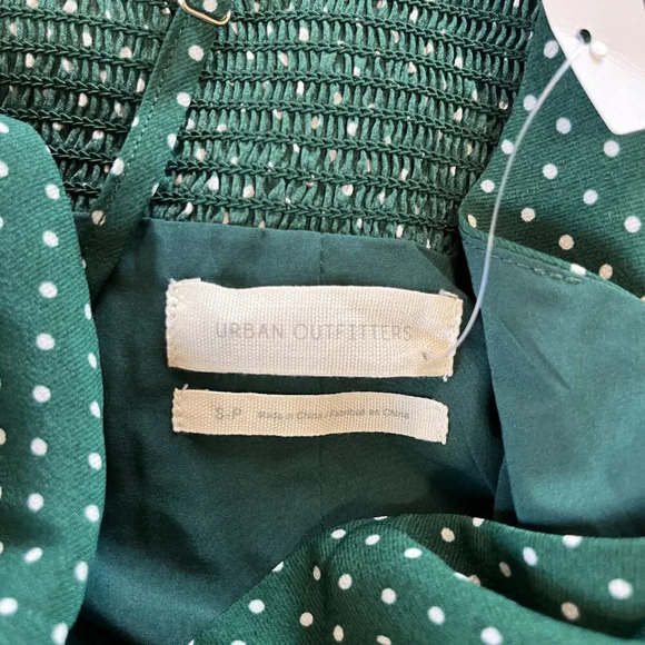 Urban Outfitter | Green with White Polka Dot Mini Ruffle Dress NWT | Size S - Picture 5 of 7